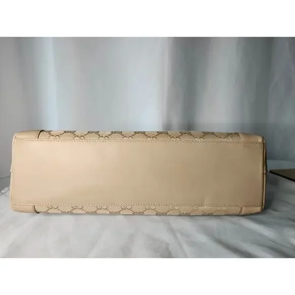 SOLD Gucci GG Monogram Canvas Tote Light Beige Leather Large Shopper Shoulder - Picture 11 of 16